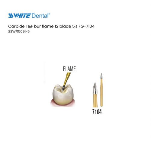 Carbide T&F bur flame 12 blade 5's FG-7104