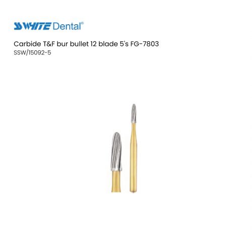Carbide T&F bur bullet 12 blade 5's FG-7803