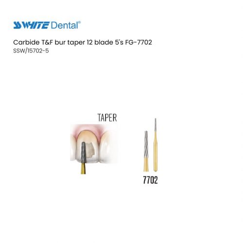 Carbide T&F bur taper 12 blade 5's FG-7702