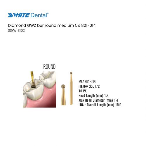 Diamond GWZ bur round medium 5's 801-014