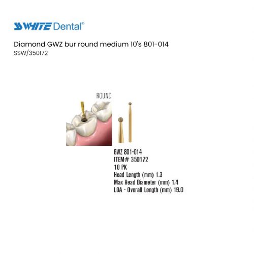 Diamond GWZ bur round medium 10's 801-014
