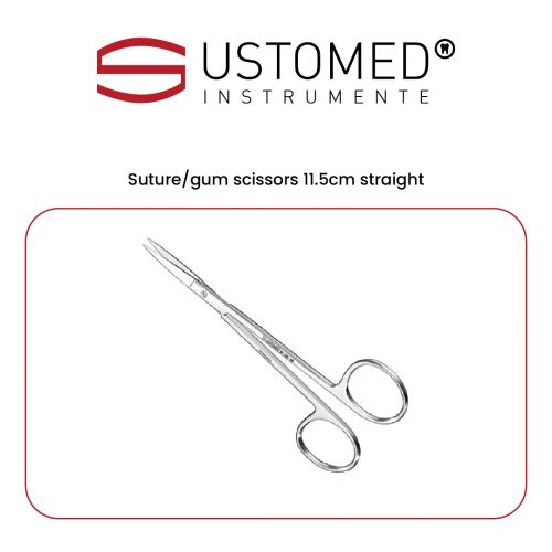 Suture/gum scissors 11.5cm straight
