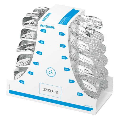 Aluminium impression trays perforated universal, set of 12's